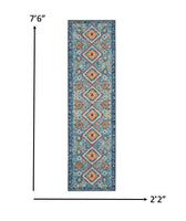 8? x 10? Blue and Multi Diamonds Area Rug