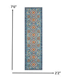 8? x 10? Blue and Multi Diamonds Area Rug
