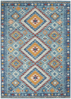 8? x 10? Blue and Multi Diamonds Area Rug