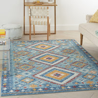 8? x 10? Blue and Multi Diamonds Area Rug