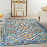 8? x 10? Blue and Multi Diamonds Area Rug