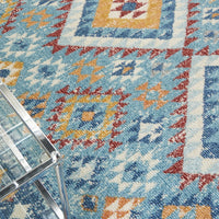 8? x 10? Blue and Multi Diamonds Area Rug