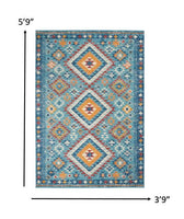 8? x 10? Blue and Multi Diamonds Area Rug