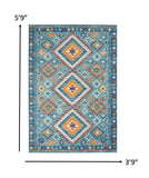8? x 10? Blue and Multi Diamonds Area Rug