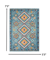 8? x 10? Blue and Multi Diamonds Area Rug