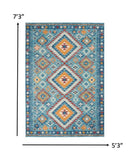 8? x 10? Blue and Multi Diamonds Area Rug