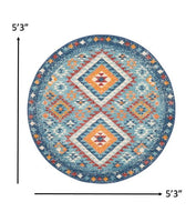 8? x 10? Blue and Multi Diamonds Area Rug