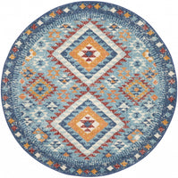 8? x 10? Blue and Multi Diamonds Area Rug