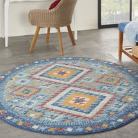 8? x 10? Blue and Multi Diamonds Area Rug