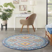 8? x 10? Blue and Multi Diamonds Area Rug