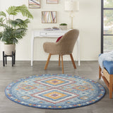 8? x 10? Blue and Multi Diamonds Area Rug