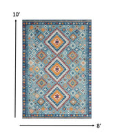8? x 10? Blue and Multi Diamonds Area Rug