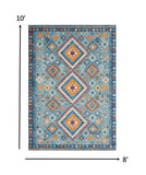 8? x 10? Blue and Multi Diamonds Area Rug