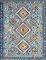 8? x 10? Blue and Multi Diamonds Area Rug