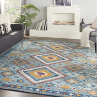 8? x 10? Blue and Multi Diamonds Area Rug