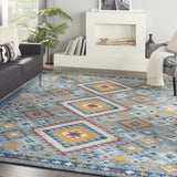 8? x 10? Blue and Multi Diamonds Area Rug