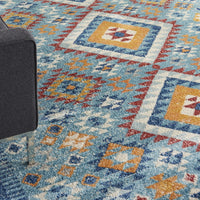 8? x 10? Blue and Multi Diamonds Area Rug