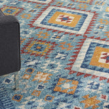 8? x 10? Blue and Multi Diamonds Area Rug
