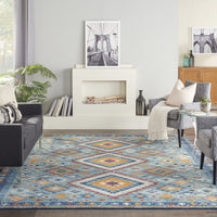 8? x 10? Blue and Multi Diamonds Area Rug