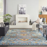 8? x 10? Blue and Multi Diamonds Area Rug