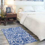 5? x 7? Navy and Ivory Floral Vines Area Rug