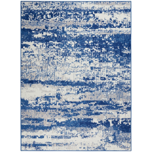 6? x 9? Ivory and Navy Oceanic Area Rug