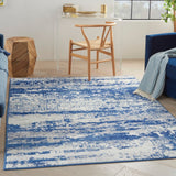 6? x 9? Ivory and Navy Oceanic Area Rug
