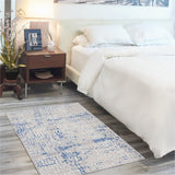5? x 7? Gray and Blue Abstract Grids Area Rug