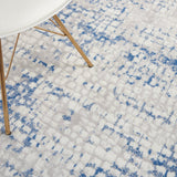 5? x 7? Gray and Blue Abstract Grids Area Rug