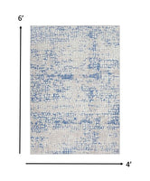 5? x 7? Gray and Blue Abstract Grids Area Rug