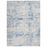 5? x 7? Gray and Blue Abstract Grids Area Rug