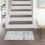 5? x 7? Gray and Blue Abstract Grids Area Rug
