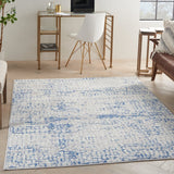5? x 7? Gray and Blue Abstract Grids Area Rug