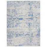 5? x 7? Gray and Blue Abstract Grids Area Rug