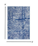 4? x 6? Ivory and Navy Abstract Grids Area Rug