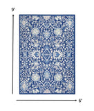 5? x 7? Navy and Ivory Intricate Floral Area Rug