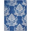 6? x 9? Ivory and Navy Damask Area Rug