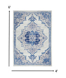 5? x 7? Ivory and Blue Medallion Area Rug