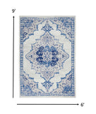5? x 7? Ivory and Blue Medallion Area Rug