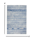 5? x 7? Ivory and Blue Distressed Area Rug