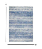 5? x 7? Ivory and Blue Distressed Area Rug