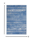 5? x 7? Ivory and Blue Distressed Area Rug