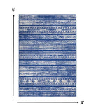 5? x 7? Ivory and Blue Distressed Area Rug