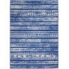 5? x 7? Ivory and Blue Distressed Area Rug