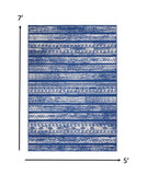 5? x 7? Ivory and Blue Distressed Area Rug
