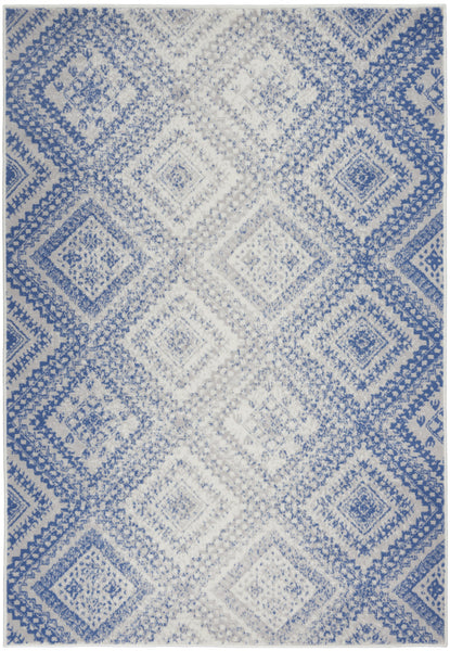 4?x6? Ivory and Blue Lattice Area Rug