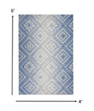 4?x6? Ivory and Blue Lattice Area Rug
