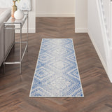 4?x6? Ivory and Blue Lattice Area Rug