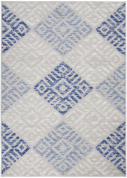 5? x 7? Gray and Blue Diamonds Area Rug