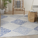5? x 7? Gray and Blue Diamonds Area Rug